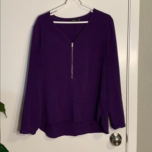 Apt 9 Half Zip Purple Blouse